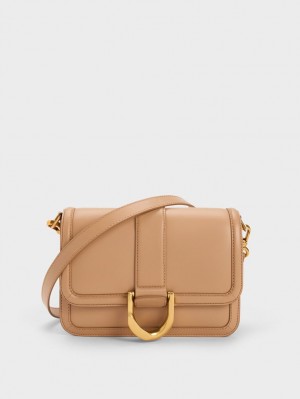 τσάντεσ χιαστί Charles And Keith Gabine δερματινα Μπεζ | 94102-YRZS