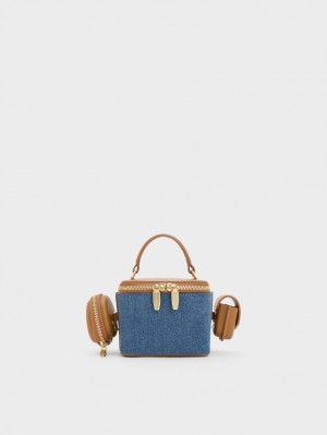 τσαντα χειροσ Charles And Keith Gaia Denim Boxy Top μπλε | 91503-ZIAT