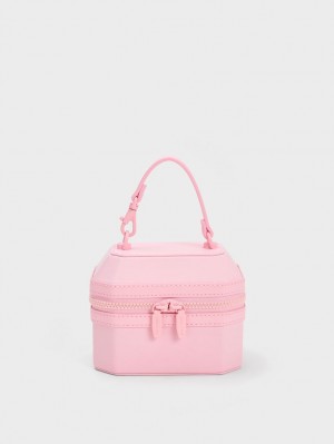 τσαντα χειροσ Charles And Keith Geometric Boxy Top ανοιχτο ροζ | 31268-YOQD