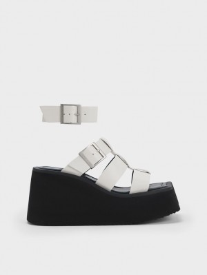 Πεδιλα Πλατφορμεσ Charles And Keith IIsa Flatform Gladiator ασπρα | 71489-SXKU
