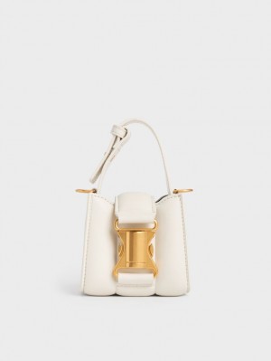 μίνι τσάντες Charles And Keith Ivy Top Handle κρέμα | 06194-SUFI