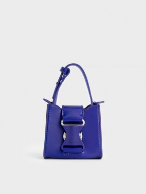 μίνι τσάντες Charles And Keith Ivy Top Handle μπλε | 60214-FKNW