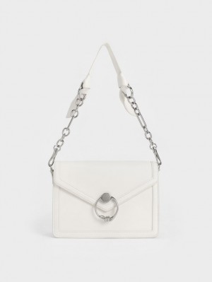 τσάντεσ ώμου Charles And Keith Joelle Envelope ασπρα | 32801-AOGL