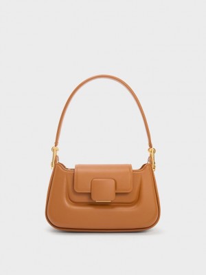 τσαντα χειροσ Charles And Keith Koa Push-Lock Top σοκολάτα | 42716-OKQM