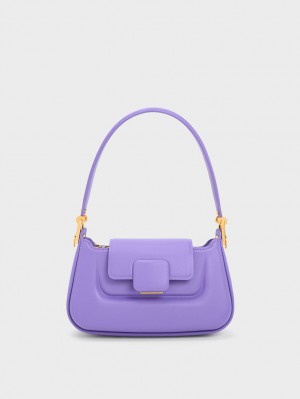 τσαντα χειροσ Charles And Keith Koa Push-Lock Top μωβ | 46129-INSG