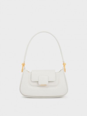 τσαντα χειροσ Charles And Keith Koa Push-Lock Top ασπρα | 75960-GWMN
