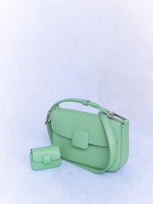 τσάντεσ ώμου Charles And Keith Koa Square Push-Lock πρασινο | 96527-DOIC