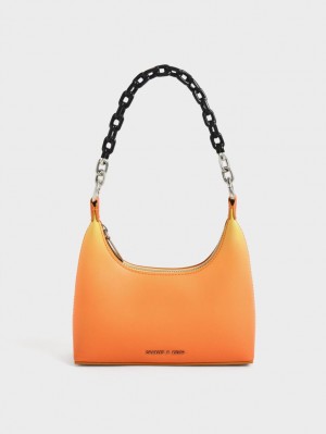 τσάντεσ ώμου Charles And Keith Koi Chain Handle πορτοκαλι | 39506-LVNO