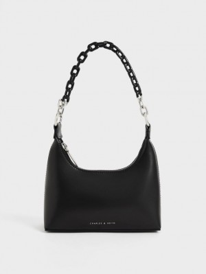 τσάντεσ ώμου Charles And Keith Koi Chain Handle μαυρα | 62513-VHAS