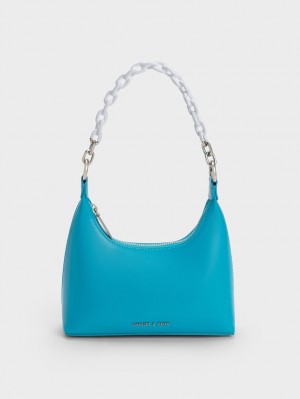 τσάντεσ ώμου Charles And Keith Koi Chain Handle μπλε | 61579-BZXK