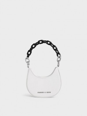 μίνι τσάντες Charles And Keith Koi Chain Handle ασπρα | 75342-GITQ