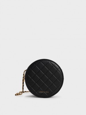τσάντεσ ώμου Charles And Keith Kwan Καπιτονέ Circle μαυρα | 18065-DLXS