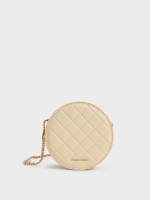 τσάντεσ ώμου Charles And Keith Kwan Καπιτονέ Circle Μπεζ | 37562-ZYUI