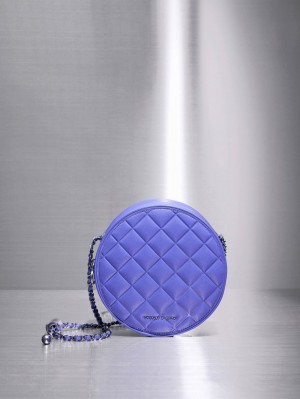 τσάντεσ ώμου Charles And Keith Kwan Καπιτονέ Circle μωβ | 96072-VOMF