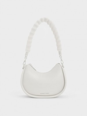 τσάντεσ ώμου Charles And Keith Lana Curved ασπρα | 38659-KQUL