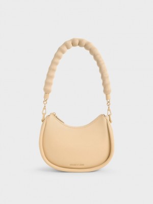 τσάντεσ ώμου Charles And Keith Lana Curved Μπεζ | 41206-VXRT
