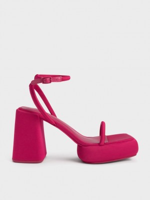 Πεδιλα Πλατφορμεσ Charles And Keith Lucile Satin κοκκινα | 29816-AZRE