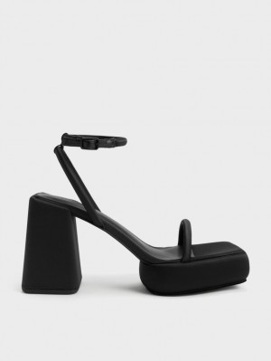 Πεδιλα Πλατφορμεσ Charles And Keith Lucile Satin μαυρα | 53607-ZCEP