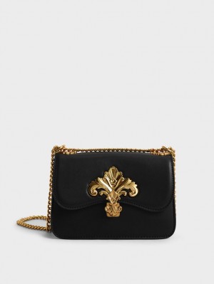 τσάντεσ χιαστί Charles And Keith Meriah Chain λουρακια μαυρα | 52019-NIBA
