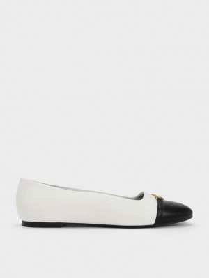 Παπουτσια Μπαλαρινεσ Charles And Keith Metallic Accent Two-Tone ασπρα | 84965-NKZQ