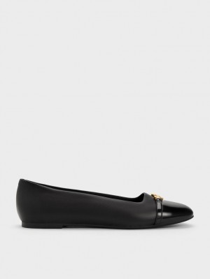 Παπουτσια Μπαλαρινεσ Charles And Keith Metallic Accent μαυρα | 83529-KWJO