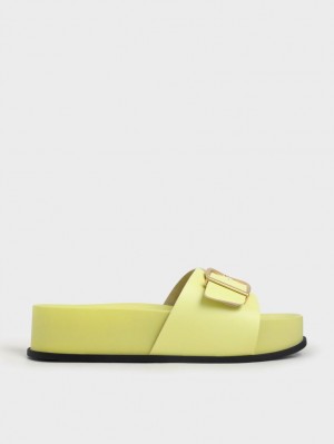 Πεδιλα Πλατφορμεσ Charles And Keith Metallic πόρπης κίτρινα | 45168-TZLN