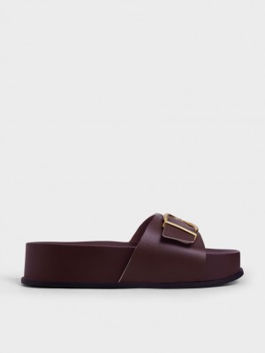 Πεδιλα Πλατφορμεσ Charles And Keith Metallic πόρπης καφε | 92514-OYJH
