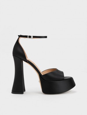 Πεδιλα Πλατφορμεσ Charles And Keith Michelle Recycled Polyester μαυρα | 21958-BOMX