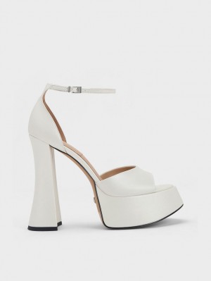 Πεδιλα Πλατφορμεσ Charles And Keith Michelle δερματινα ασπρα | 68714-EGPS