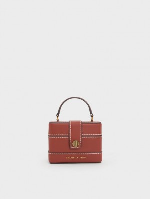 τσαντα χειροσ Charles And Keith Mini Bronte Contrast Trim Top Μπεζ | 14078-BCDI