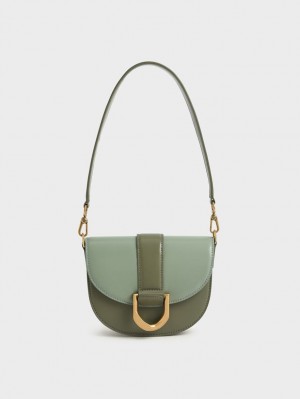 Τσάντες Σέλας Charles And Keith Mini Gabine Two-Tone​ Ελιά | 54038-OQUY