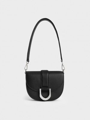 Τσάντες Σέλας Charles And Keith Mini Gabine δερματινα μαυρα | 76538-BXOW