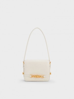 τσάντεσ ώμου Charles And Keith Mini Henrietta κρέμα | 36940-NWAR