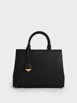 τσαντα χειροσ Charles And Keith Mirabelle Structured μαυρα | 13476-GKVJ