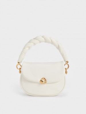 τσαντα χειροσ Charles And Keith Moira Braided ασπρα | 27538-CWIX