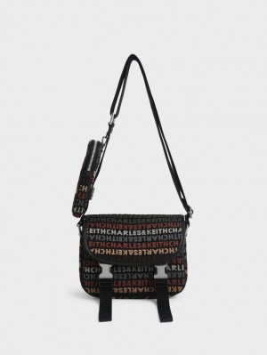 τσάντεσ χιαστί Charles And Keith Monogram μαυρα | 18732-KDMZ