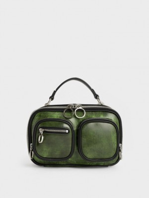 τσάντεσ χιαστί Charles And Keith Multi-Pouch πρασινο | 38127-DEKH