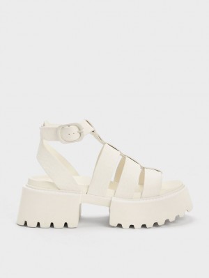 Πεδιλα Πλατφορμεσ Charles And Keith Nadine Gladiator ασπρα | 01235-IHPL