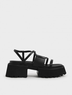 Πεδιλα Πλατφορμεσ Charles And Keith Nadine strappy μαυρα | 15984-OZCG