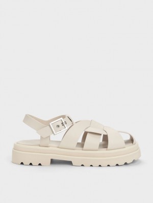 Πεδιλα Πλατφορμεσ Charles And Keith Nell Gladiator ασπρα | 32497-SWOJ