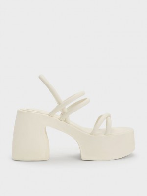 Πεδιλα Πλατφορμεσ Charles And Keith Nerissa Tubular​ ασπρα | 58032-MSYJ
