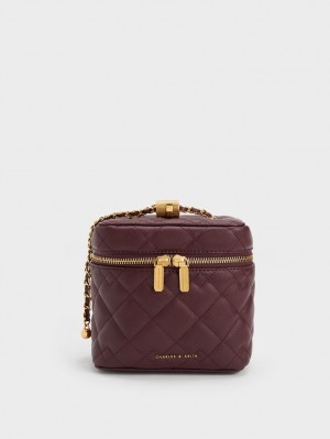 τσάντεσ χιαστί Charles And Keith Nezu Καπιτονέ Boxy σκούρο σοκολάτα | 09372-TQPL