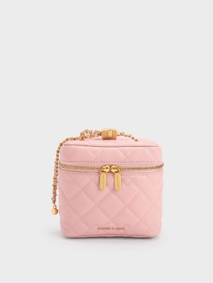 τσάντεσ χιαστί Charles And Keith Nezu Καπιτονέ Boxy ανοιχτο ροζ | 59263-SAYM
