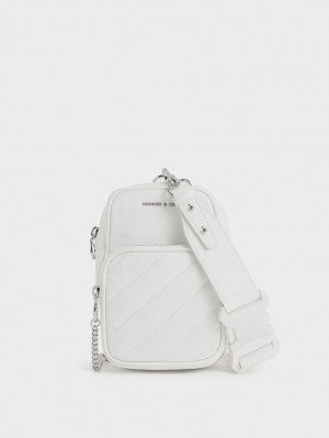 τσάντεσ χιαστί Charles And Keith Panelled Elongated ασπρα | 37426-IPGS