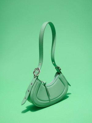 τσάντεσ ώμου Charles And Keith Petra Curved πρασινο | 02537-MBRW