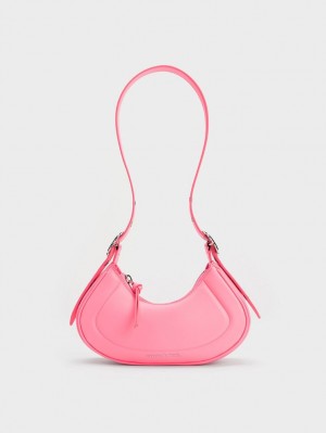 τσάντεσ ώμου Charles And Keith Petra Curved ροζ | 09328-RMLO