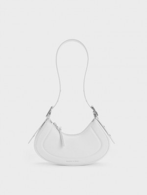 τσάντεσ ώμου Charles And Keith Petra Curved ασπρα | 64951-IFHT