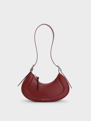 τσάντεσ ώμου Charles And Keith Petra Curved κοκκινα | 70694-WMQY