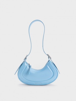 τσάντεσ ώμου Charles And Keith Petra Curved μπλε | 80714-KOUY