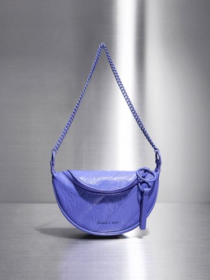 τσάντεσ χιαστί Charles And Keith Philomena Half-Moon μωβ | 39607-NRSX